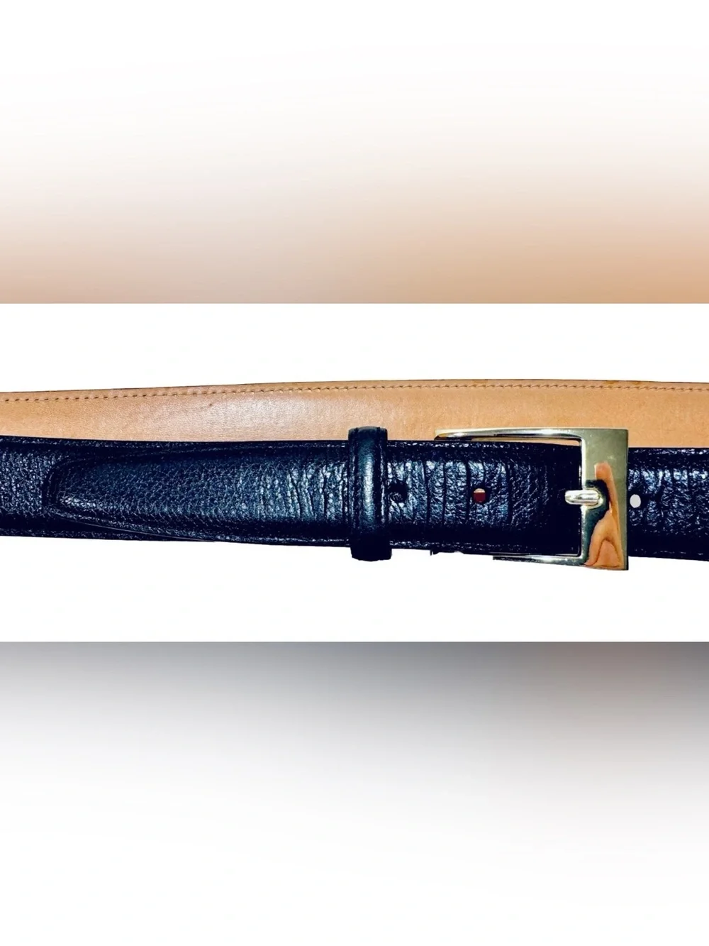 Martin Dingman Countrywear Mens 40 Black Tumbled Glove Leather Gold Buckle Belt